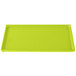 A lime green rectangular cast aluminum Tablecraft cooling platter on a white background.