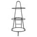 A black metal Clipper Mill 3-tier pizza stand.