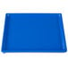 A cobalt blue rectangular cast aluminum cooling platter.