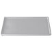 A natural cast aluminum rectangular cooling platter on a white background.