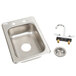 a stainless steel sink with a hole