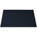 A black rectangular metal platter with a blue speckled design.