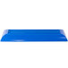 A cobalt blue rectangular cast aluminum platter with flared edges.