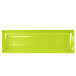 A lime green rectangular cast aluminum platter.