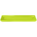 A lime green cast aluminum rectangular platter.