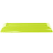 A lime green rectangular cast aluminum platter with a logo on it.