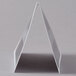 A close-up of a white plastic card holder with a white triangle card that says "Reserved" in it.