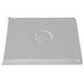 A natural cast aluminum rectangular cooling platter with a logo.