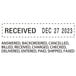 A close-up of a Trodat self-inking date stamp with black text that reads "Received December 27, 2020"