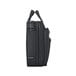 A close-up of a black Solo CheckFast briefcase with a zipper on the front.