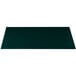 A hunter green rectangular cast aluminum platter with a white speckled surface and a logo on it.