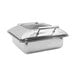 A Tablecraft stainless steel rectangular chafing dish with lid.
