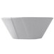 A natural cast aluminum serving bowl with a curved edge.