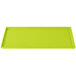 A lime green Tablecraft rectangular cast aluminum cooling platter.