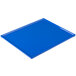 A cobalt blue rectangular cast aluminum cooling platter on a white background.