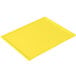 A yellow rectangular cast aluminum cooling platter on a white background.