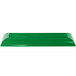 A green cast aluminum rectangular platter with flared edges.