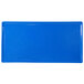 A blue rectangular Tablecraft cast aluminum cooling platter with speckles.