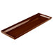 A brown cast aluminum rectangular platter with flared edges.