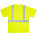 A Cordova lime yellow short sleeve safety shirt with reflective stripes.