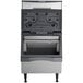 A black and silver Scotsman air cooled ice machine on a counter with two doors open.