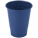 A blue plastic cup on a white background.