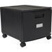 A black Storex single-drawer filing cabinet with wheels.