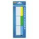 A blue package of Redi-Tag Write-On self-stick index tabs in white rectangular objects with green and white squares.
