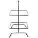 A gray powder coated iron square 2-tier tilted riser with gun metal finish.