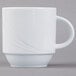 A Schonwald white porcelain mug with a curved handle.