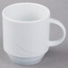 A Schonwald white porcelain coffee mug with a curved handle.