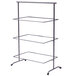 A gray powder coated iron rectangular 3-tier pane stand.