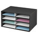 Bankers Box 6170301 19 1/2 inch x 12 3/8 inch x 10 1/4 inch Black / Grey Pinstripe 8-Section Letter Sorter