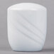 A white porcelain salt shaker with a curved design.