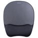 A Fellowes black mouse pad with foam wrist rest.