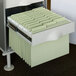 A file drawer with Smead Moss FasTab hanging folders in it.