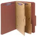 A close-up of a brown Smead file folder with three open pages.