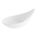 A white porcelain spoon with a curved edge.