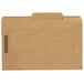 A brown rectangular file folder with 2 fasteners and a white label.