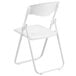 A white Flash Furniture heavy duty plastic folding chair with a metal frame.