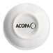 An Acopa bright white sake cup with black text that says "Acopa"