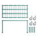 A Regency heavy-duty green metal dunnage rack with wheels.