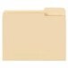 A close up of a Smead manila file folder with a 1/3 cut right tab.
