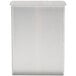A close up of a silver rectangular metal box with a lid.
