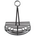 A black metal half round flat coil condiment caddy with a handle.