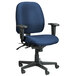 A navy Eurotech office chair with wheels and arms.