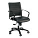 A Eurotech Europa black leather office chair with wheels.