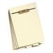 A stack of white Smead end tab folders with a gold tab.