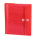 A red plastic Smead poly envelope with string tie closure.