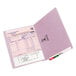 A lavender Smead file folder with a receipt in it.